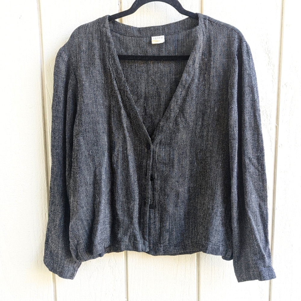 Vintage Eileen Fisher Linen Blend Button Light Jacket Medium